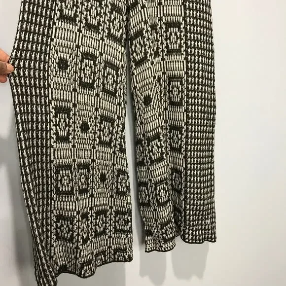 Anthropologie Cecilia Prado Abstract Knit Wide Leg Pants White & Black Size S